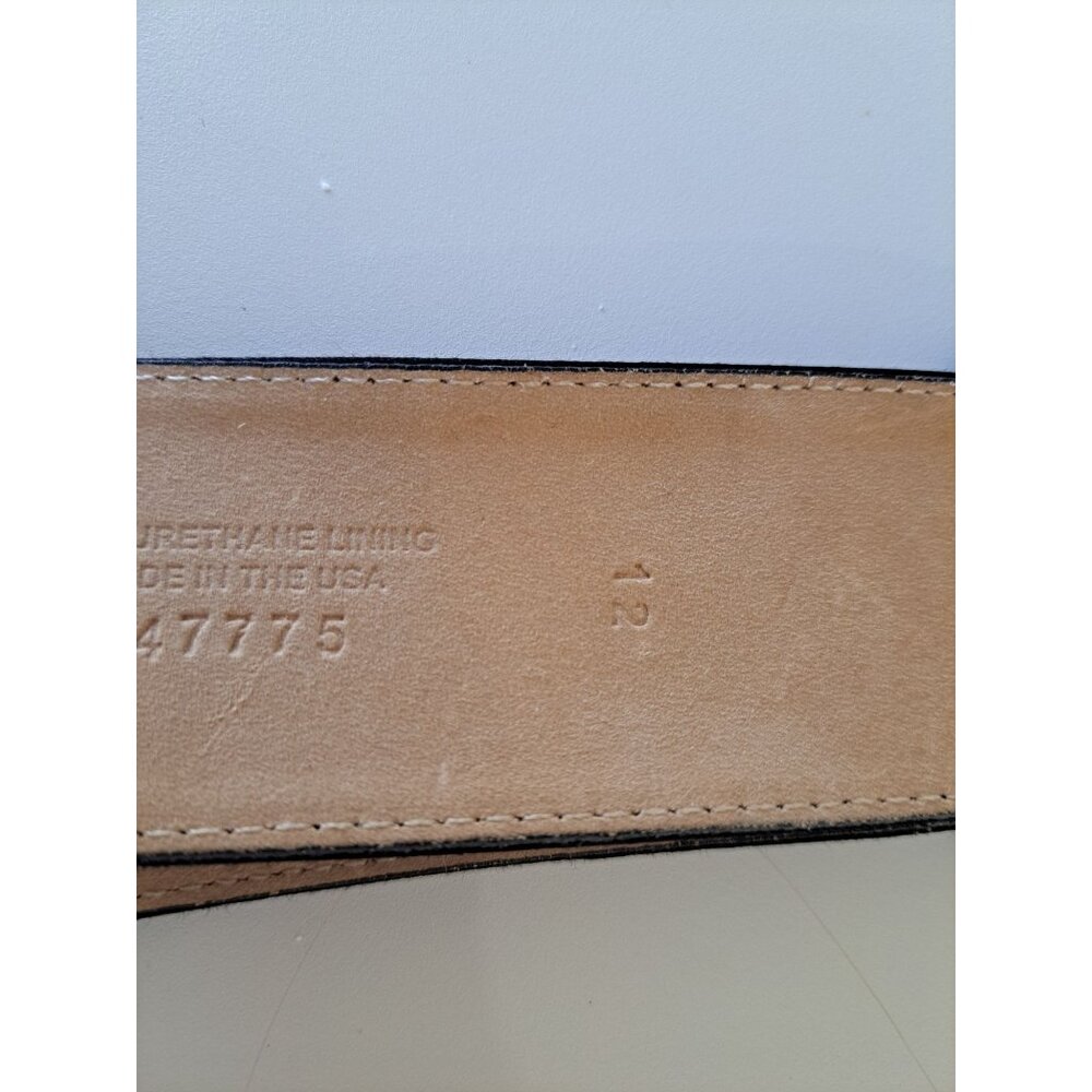 St. John Black Wide Belt Gold Buckle Leather & Polyurethane Size 12 USA Designer - Picture 5 of 9